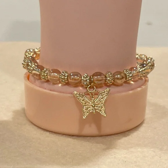 Gold and Black Butterfly Charm Bracelet Set - Picture 3 of 5